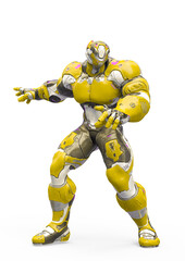 futuristic astronaut is ready for action in white background