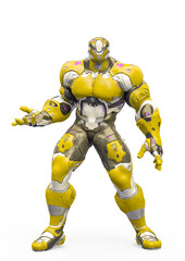 Fototapeta premium futuristic astronaut is standing up in white background