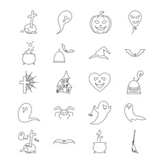 Halloween icon line art set. Holiday concept. Vector sign for design.