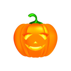 Halloween pumpkin icon realistic vector image. Isolated pumpkin for design. Halloween symbol.