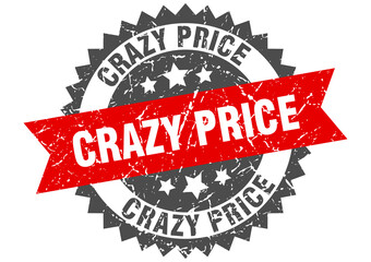 Obraz premium crazy price stamp. grunge round sign with ribbon