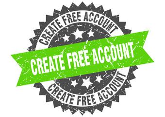 Obraz premium create free account stamp. grunge round sign with ribbon