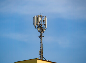 Mobile phone data transmitters on the apartment roof