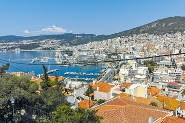 Naklejka na ściany i meble Amazing panoramic view of city of Kavala, Greece