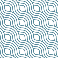 Blue wavy geometric abstract vector seamless pattern