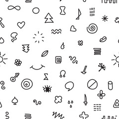 Hand-drawn doodle isolated vector seamless pattern
