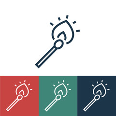 Linear vector icon with burning match
