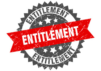 entitlement stamp. grunge round sign with ribbon