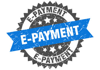 e-payment stamp. grunge round sign with ribbon