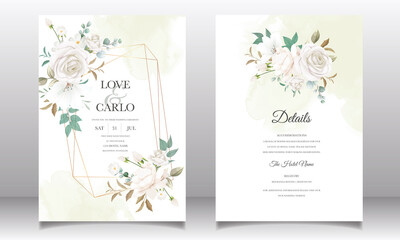 Beautiful floral and leaves wedding invitation card