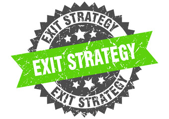 exit strategy stamp. grunge round sign with ribbon