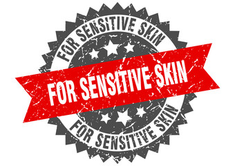 for sensitive skin stamp. grunge round sign with ribbon