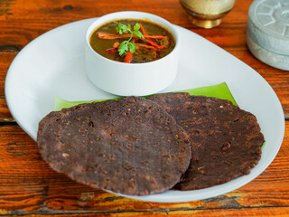 raagi rotti with mutton curry