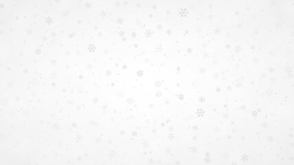 Christmas background of snowflakes of different shapes, sizes and transparency in gray and white colors