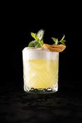 Cocktail on black background menu layout restaurant bar vodka wiskey tonic