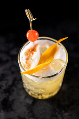 Cocktail on black background menu layout restaurant bar vodka wiskey tonic