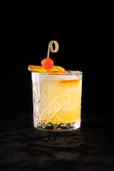 Cocktail on black background menu layout restaurant bar vodka wiskey tonic