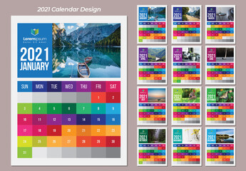 Colorful Wall Calendar 2021