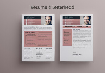 Cv & Letterhead Layout with Pink Layout