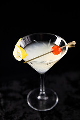 Cocktail on black background menu layout restaurant bar vodka wiskey tonic