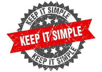 keep it simple stamp. grunge round sign with ribbon