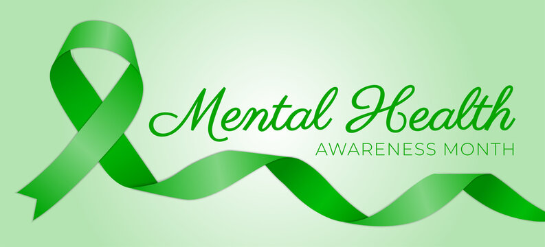 Green Mental Health Awareness Month Background Illustration