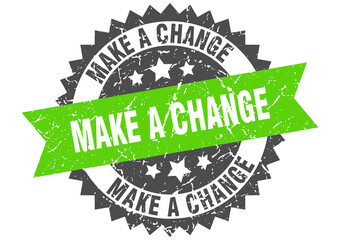 make a change stamp. grunge round sign with ribbon