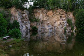 Flooded granite Quarry, Rychlebske Mountains, Northern Moravia, Czech Republic
