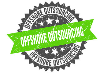 Obraz premium offshore outsourcing stamp. grunge round sign with ribbon