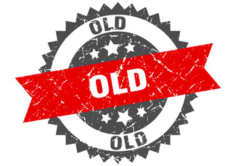 old stamp. grunge round sign with ribbon