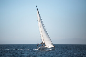 Boats in the Aegean Sea. Yachting. Luxury sailing.