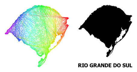 Net and solid map of Rio Grande do Sul State. Vector model is created from map of Rio Grande do Sul State with intersected random lines, and has spectrum gradient.