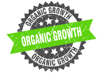 Obraz premium organic growth stamp. grunge round sign with ribbon