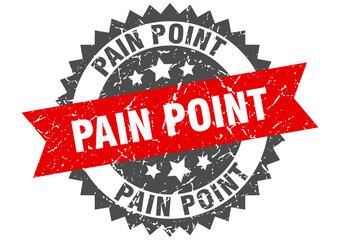 pain point stamp. grunge round sign with ribbon