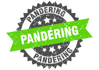 pandering stamp. grunge round sign with ribbon