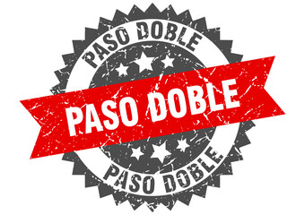 paso doble stamp. grunge round sign with ribbon