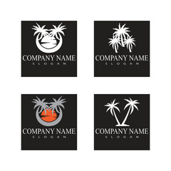Fototapeta na wymiar Set Palm tree summer logo template