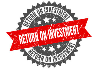 return on investment stamp. grunge round sign with ribbon