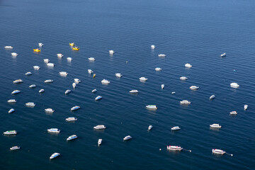 Fototapeta premium Boats at Lake Titicaca in Copacabana, Bolivia