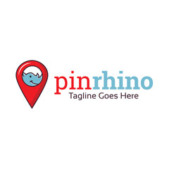 Cute Pin Rhino Logo Design Template