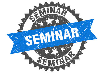 seminar stamp. grunge round sign with ribbon