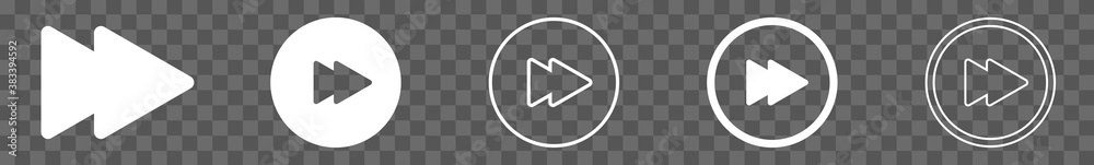 Poster forward button icon circle white | fast buttons illustration | video audio player navigate symbol | 