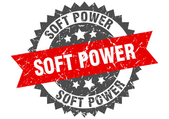 Obraz premium soft power stamp. grunge round sign with ribbon