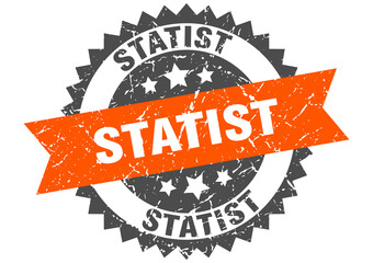 statist stamp. grunge round sign with ribbon