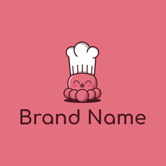 Cute Octopus Chef Logo Design Template