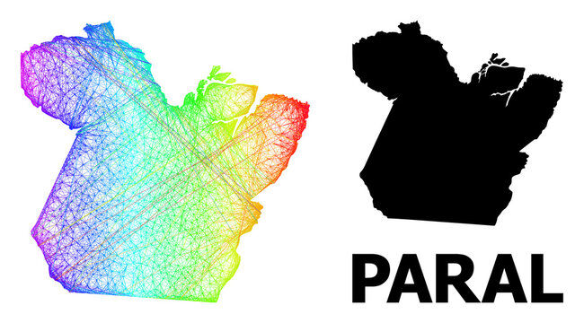 Wire frame and solid map of Paral State. Vector model is created from map of Paral State with intersected random lines, and has spectral gradient. Abstract lines are combined into map of Paral State.