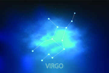 Zodiac constellation Virgo - The Maiden. Vector illustration. 
Astronomy.