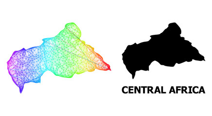 Wire frame and solid map of Central African Republic. Vector model is created from map of Central African Republic with intersected random lines, and has rainbow gradient.