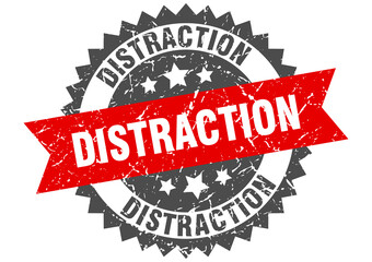 distraction stamp. grunge round sign with ribbon