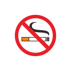 No Smoking Area Sign Illustration, No Smoking Symbol with Red Forbidden Sign Template Vector